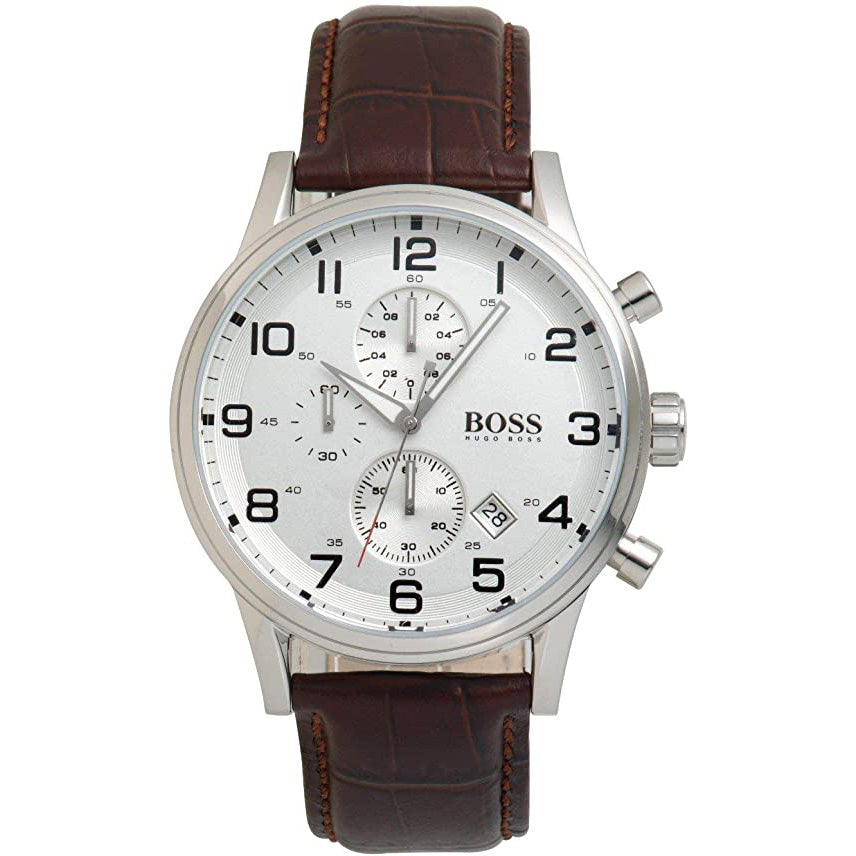 Boss Chrono Aeroliner Chronograph 1512447 Herrenuhr Edelstahl Silber Neu OVP