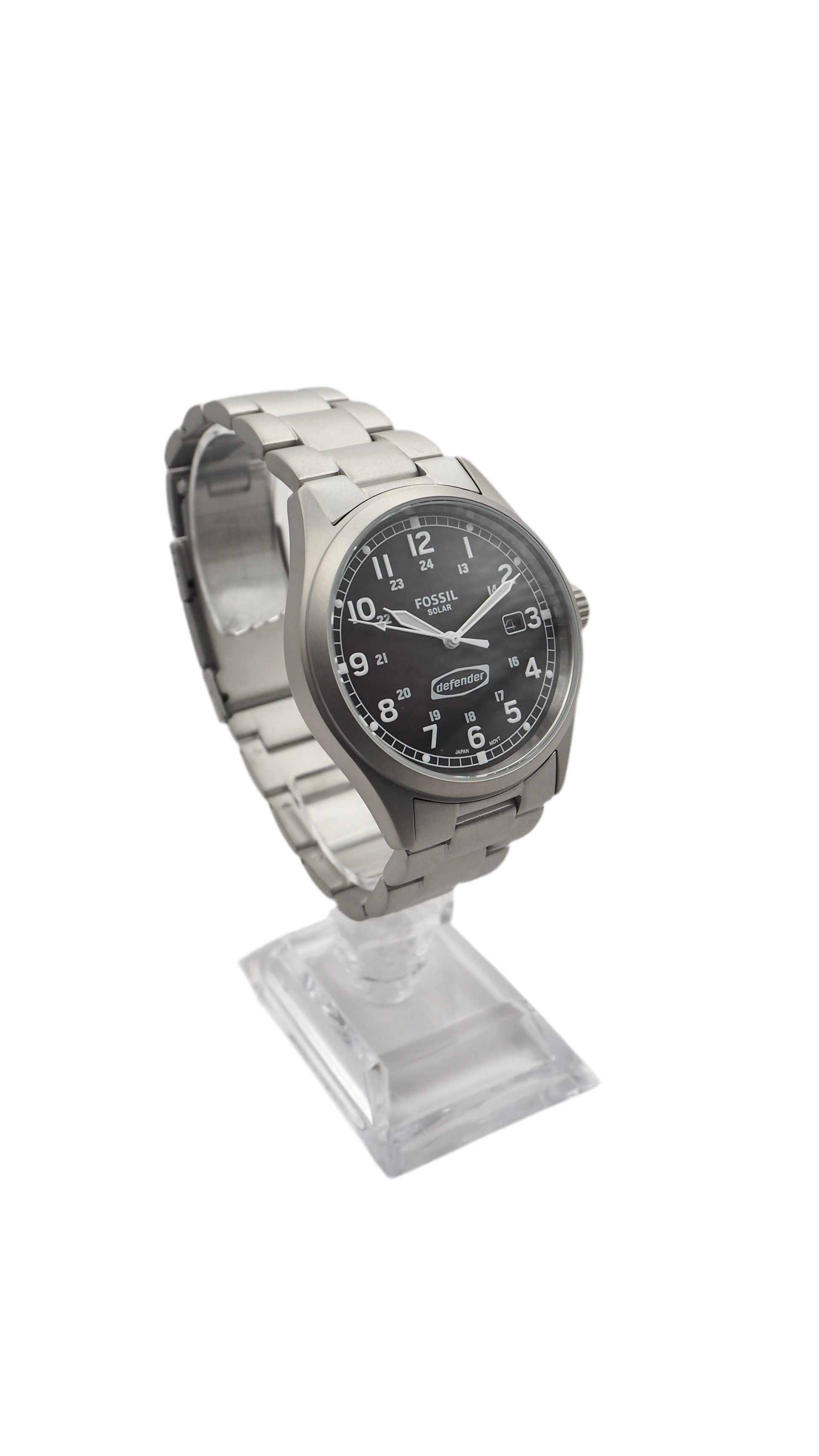 Fossil Defender FS5973 Solar Herrenuhr Edelstahl Neu OVP - ChronoMeister