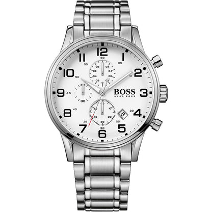 Boss Chrono Aeroliner Chronograph 1513182 Herrenuhr Edelstahl Silber Neu OVP